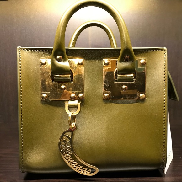 ✨HOST PICK✨SOPHIE HULME Shiny Leather Box Albion Tote In Dark Khaki✨HOST PICK✨ - Picture 3 of 8